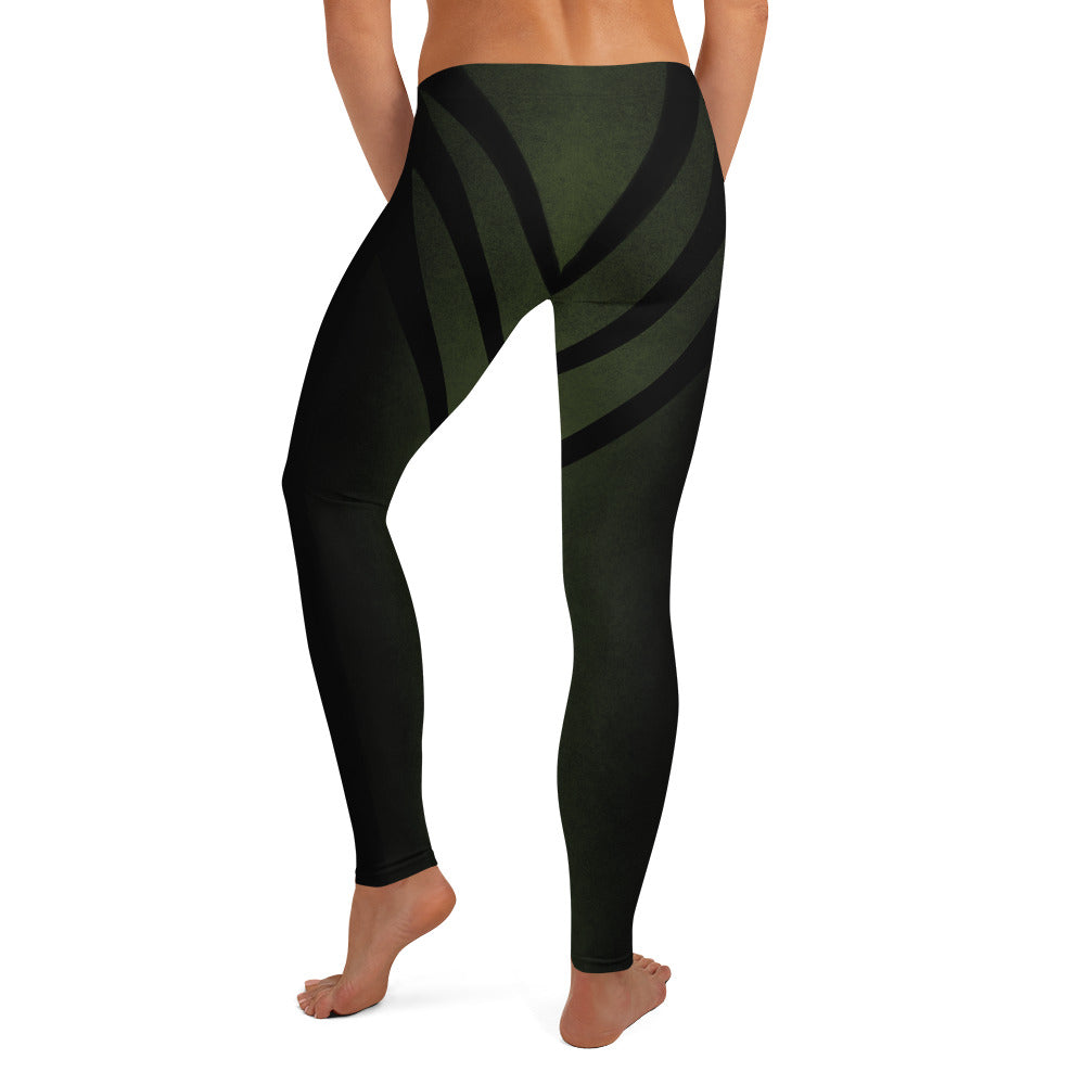 Army Green + Black | Abstract Leggings