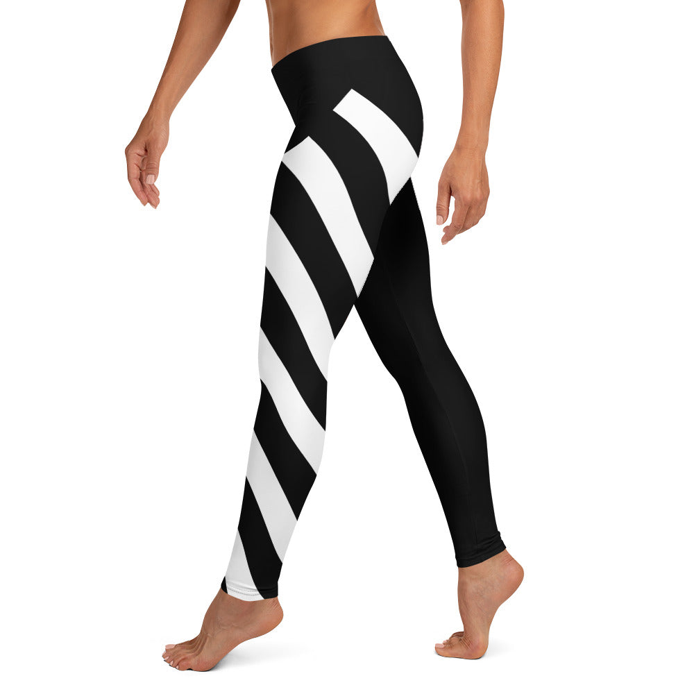 Black Leggings With One White Stripe - A Girl Exercising