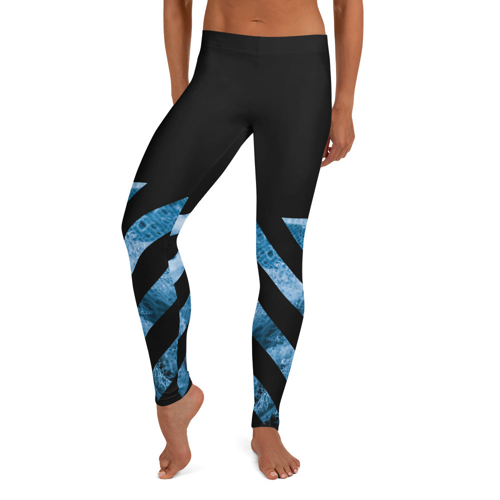 Striped Blue Ice | Abstract Leggings