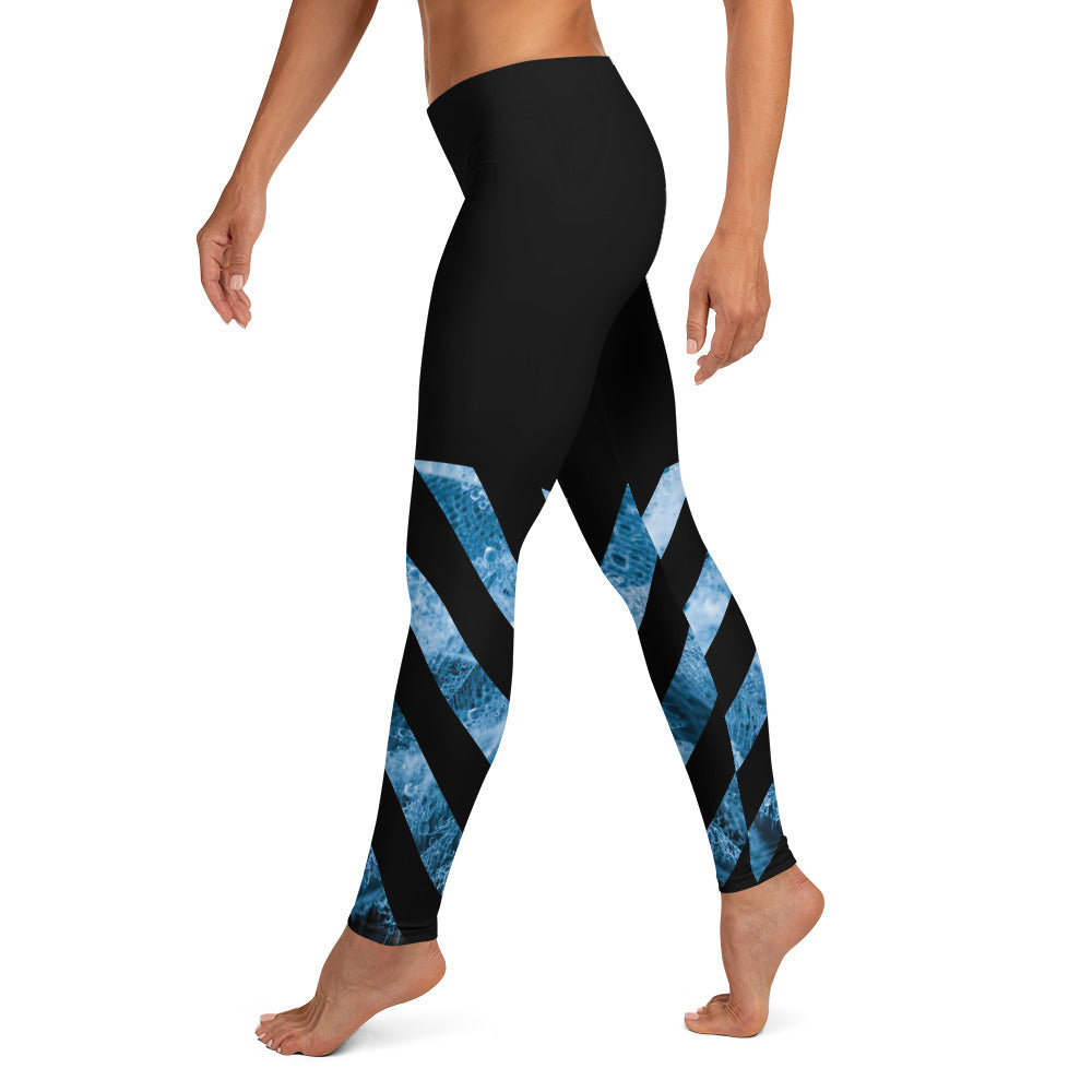 Striped Blue Ice | Abstract Leggings